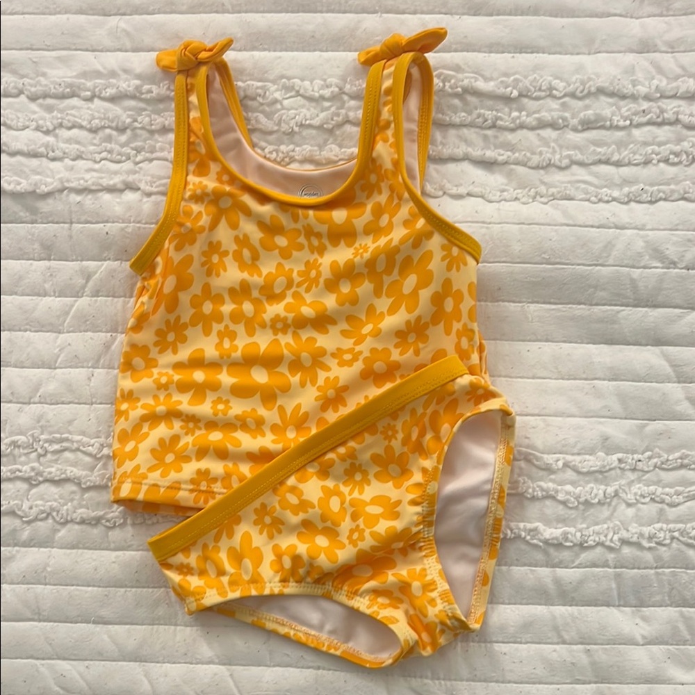 Yellow Floral Two-Piece Swimsuit